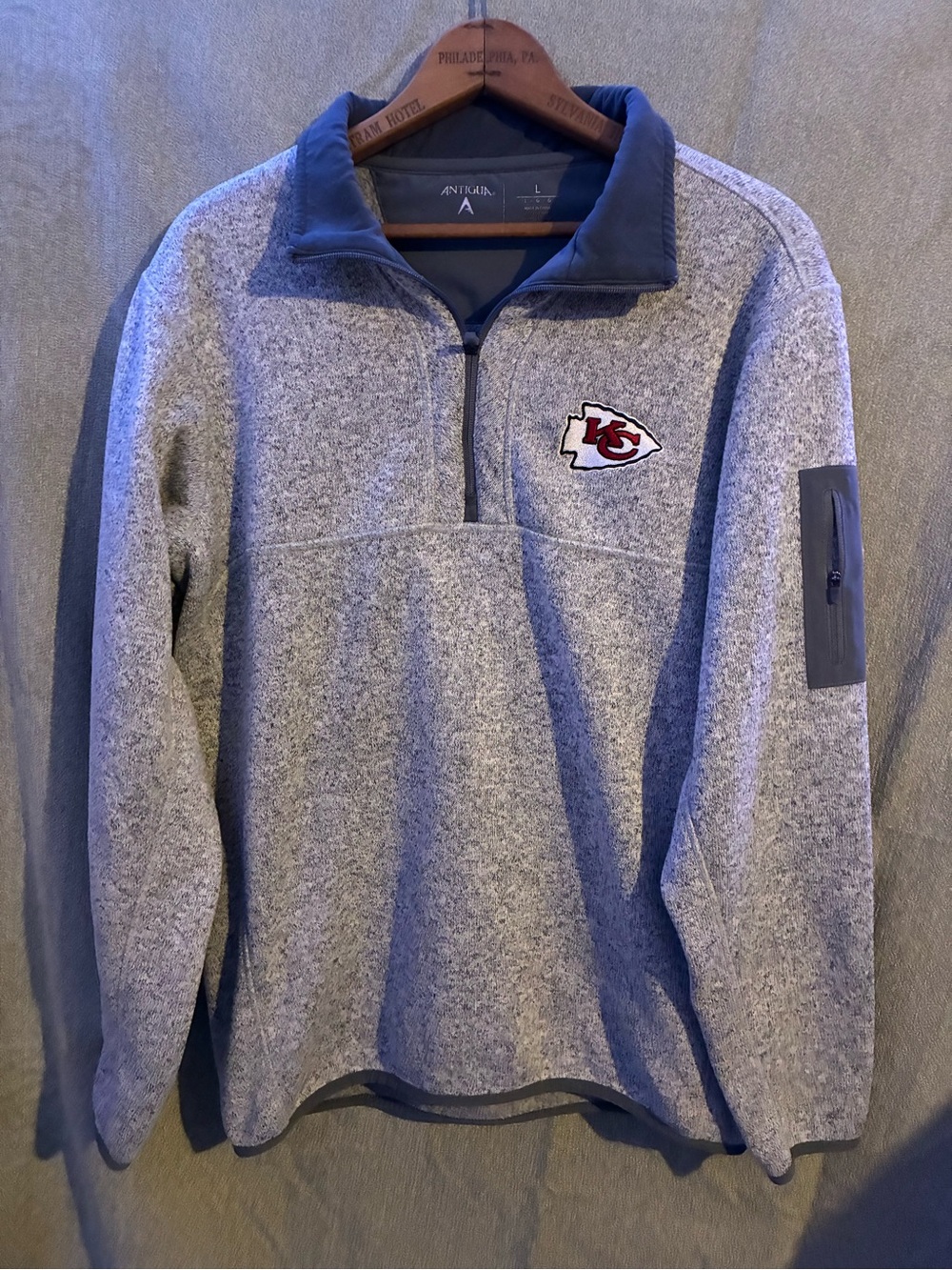 Antigua Men’s Kansas City Chiefs Gray Quarter-Zip by Antigua Men Sweater size L - Picture 1 of 7